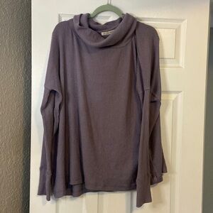 WE THE FREE dark lilac cowl sweater with open back